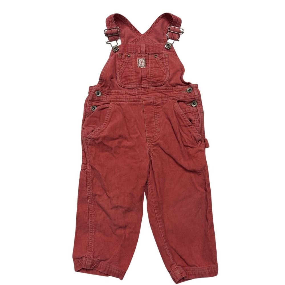 Gap Girl 2XS (4-5Y) Red Bib Overalls Vintage VTG Corduroy Fall Preppy